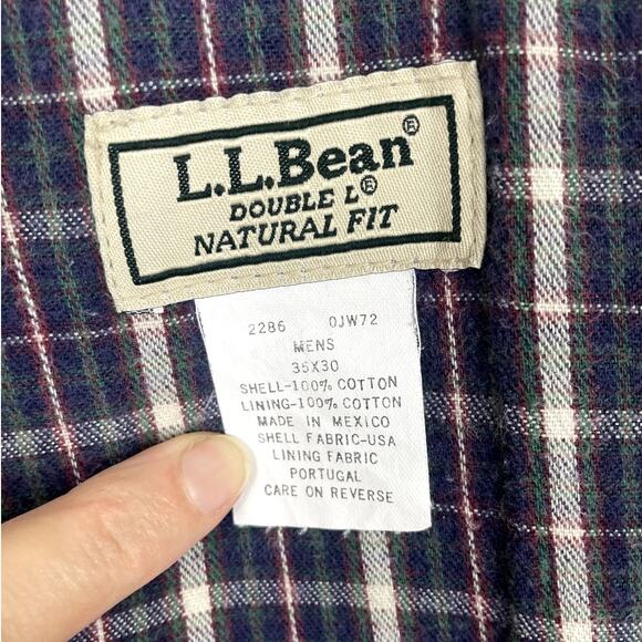 L.L. Bean Double L Plaid Flannel Lined Jeans Natural Fit Medium Wash Blue 35x30 - Picture 14 of 16